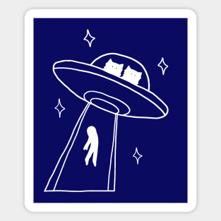 cat alien abduction line art Magnet